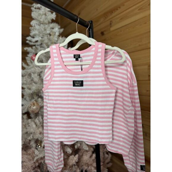 Lulu Mac Pink Stripe Set- Shorts & Tank Top - Picture 2 of 3